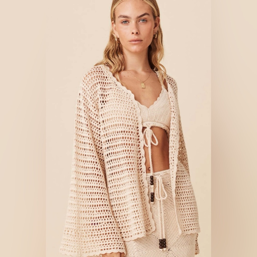 SPELL Cream Crochet Swim Coverup size S /M